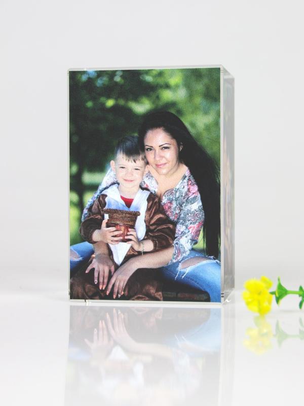 Personalized Mother's Day Gifts Crystal Cube Color-Printed Photo Crystal Frame