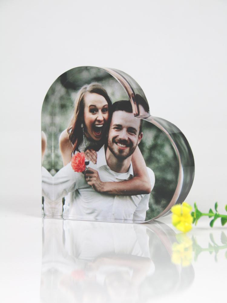 Custom Gifts for Lovers Color-Printed Crystal Heart Personalized Photo Frame