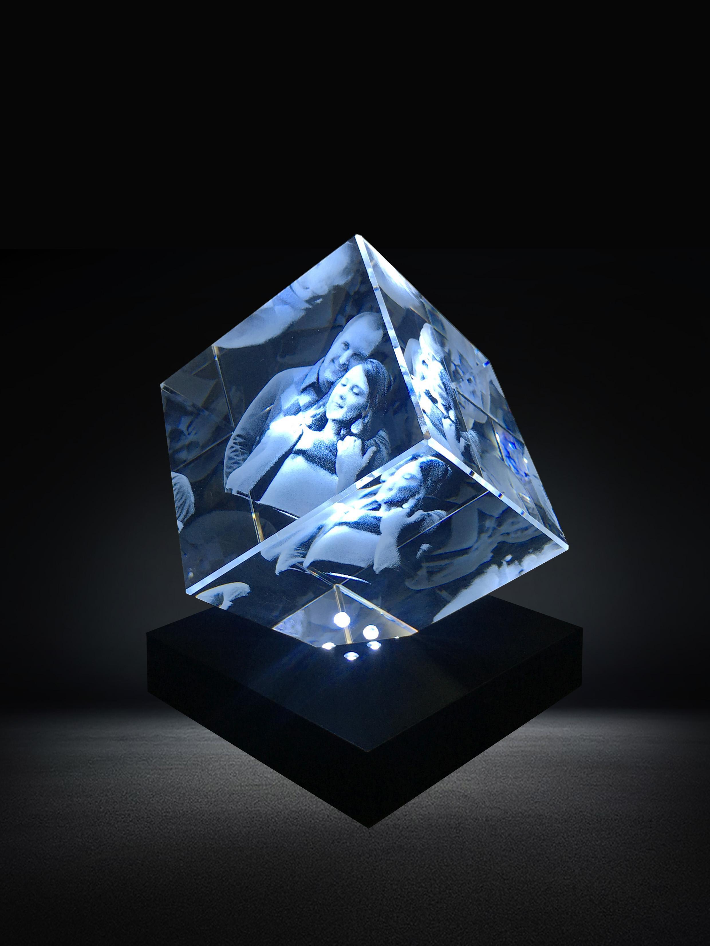 3D Crystal Diamond Custom Birthday Gifts Personalized 10 Year Anniversary Gifts Photo in Glass