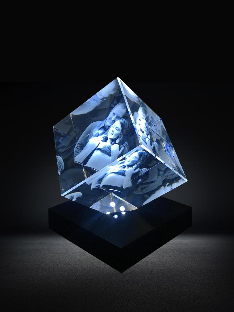 3D Crystal Diamond Custom Birthday Gifts Personalized 10 Year Anniversary Gifts Photo in Glass