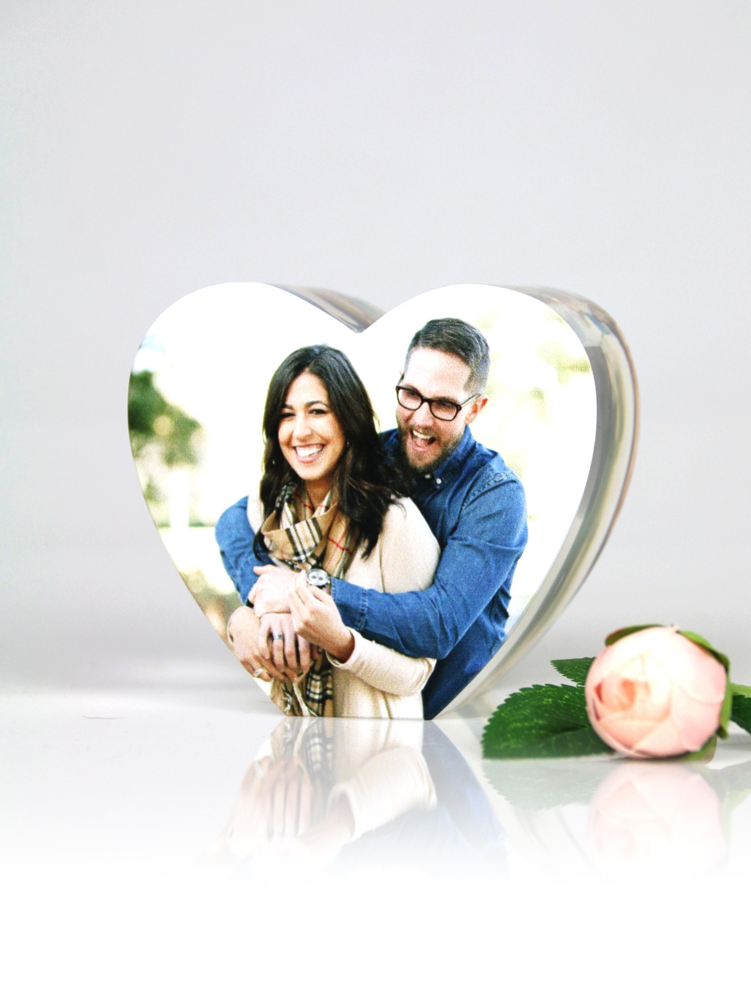 Personalized Birthday Valentine's Day Gifts Romantic Heart Color Printed Crystal