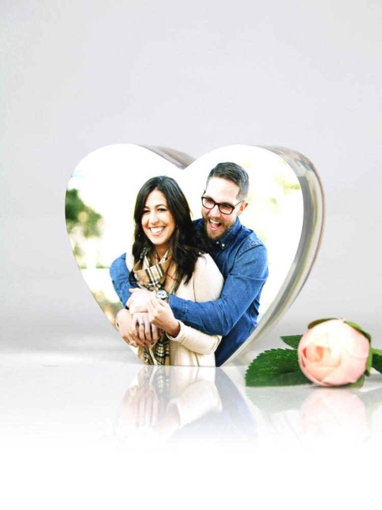 Personalized Birthday Valentine's Day Gifts Romantic Heart Color Printed Crystal