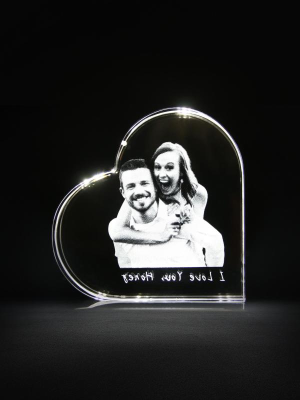 Custom Gifts for Lovers Laser Engraved Crystal Heart Personalized Photo Frame 3D Crystal Prestige
