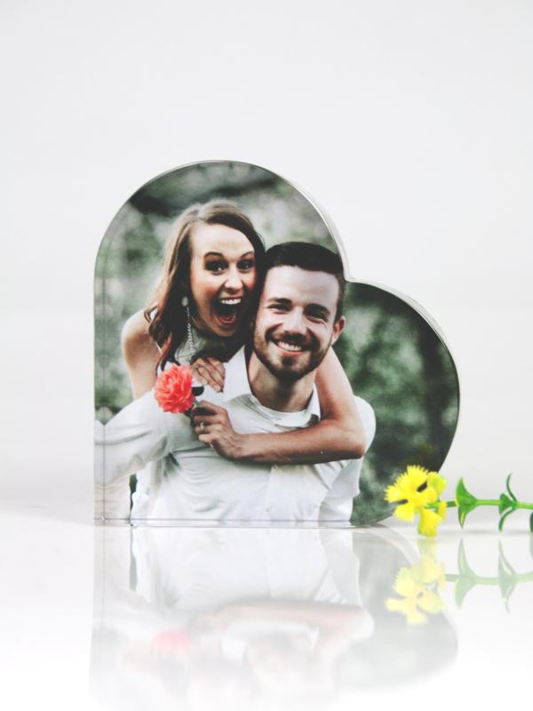 Custom Gifts for Lovers Color-Printed Crystal Heart Personalized Photo Frame