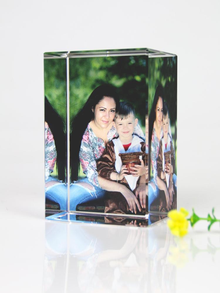 Personalized Mother's Day Gifts Crystal Cube Color-Printed Photo Crystal Frame