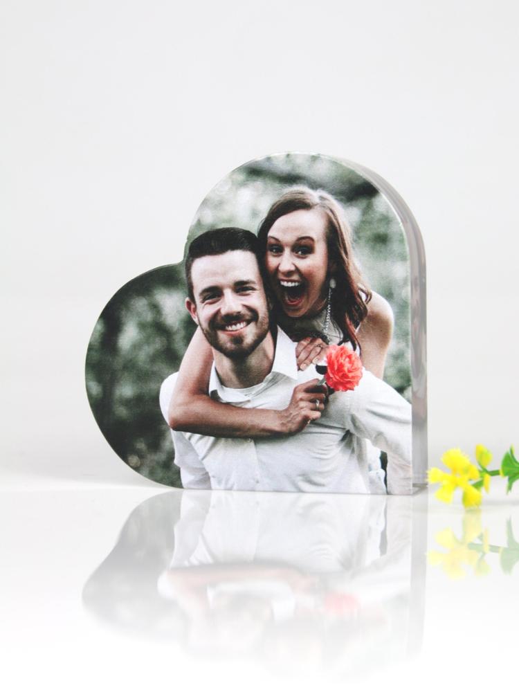 Custom Gifts for Lovers Color-Printed Crystal Heart Personalized Photo Frame