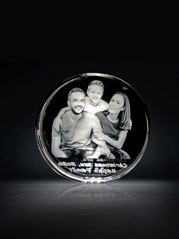 Year Anniversary Gift  Laser Engraved Crystal with Personalized Photo  Family Exchange Gifts Ideas
