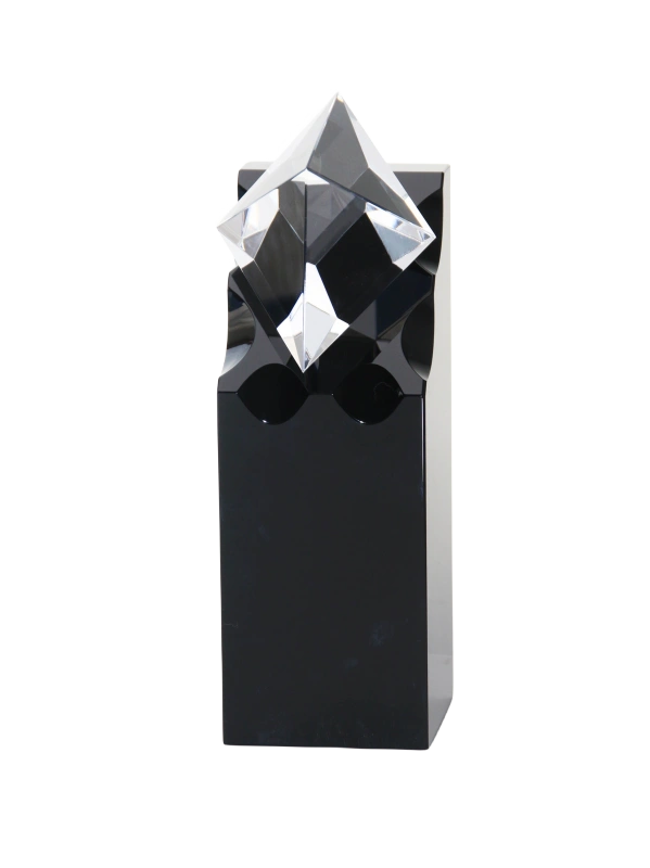Black Crystal Music Teacher Achievement Award with Clear Crystal Diamond on top