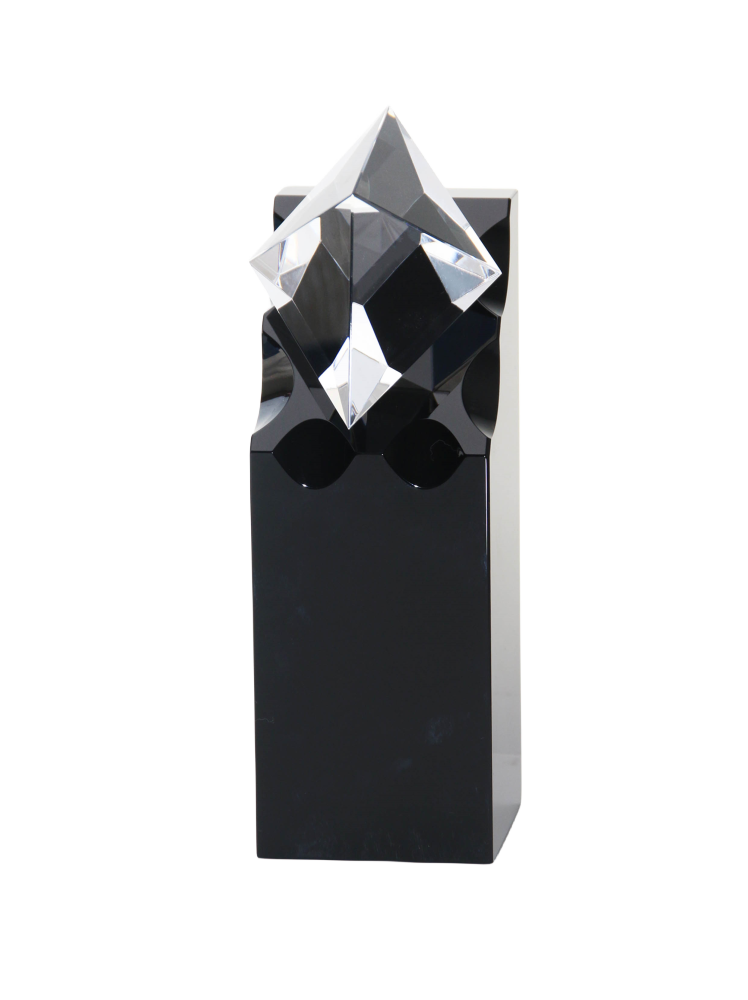 Black Crystal Music Teacher Achievement Award with Clear Crystal Diamond on top