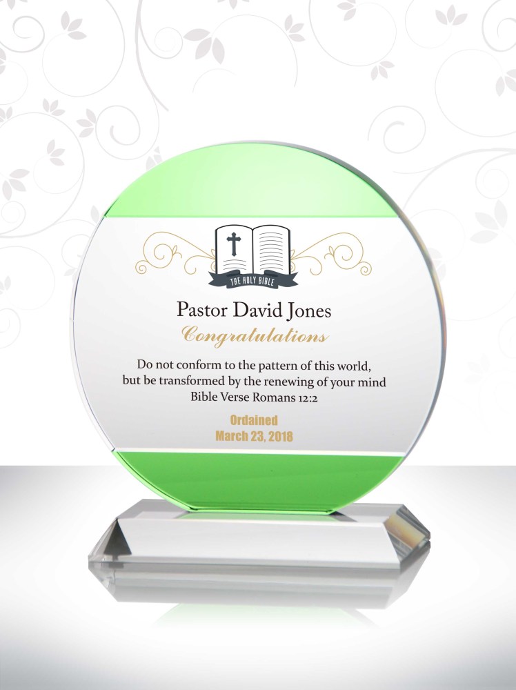 Protestant Ordination Ceremony Gift Personalized Gifts for Pastors Crystal Etched Gifts