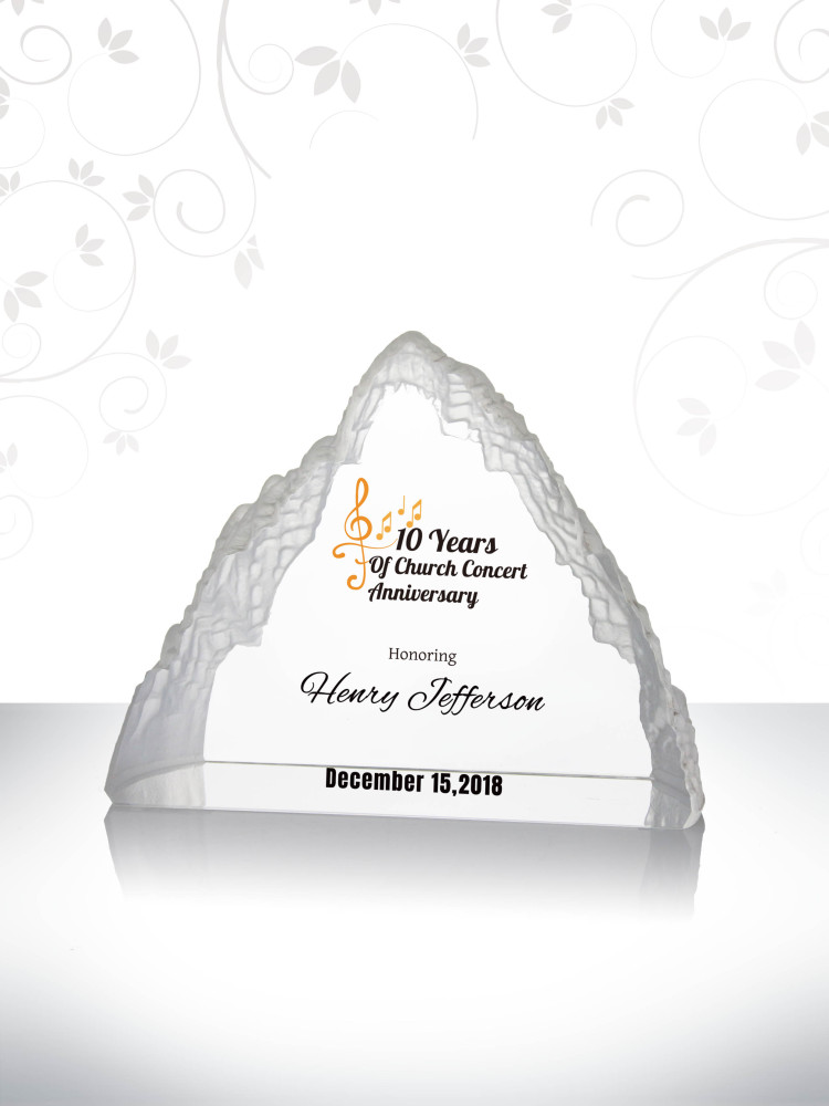 10 Years of Church Concert Anniversary Gift Custom Crystal Mountain Top Keepsake