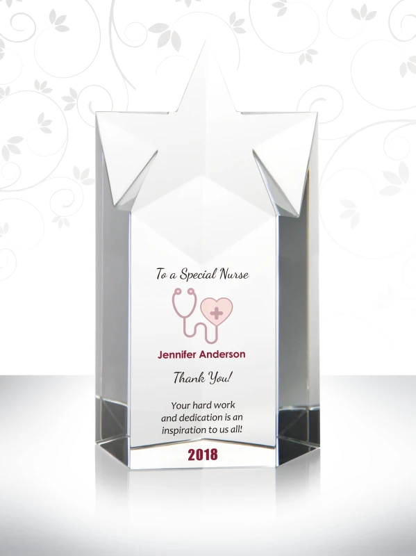 Personalized Crystal Star Nurse Contribution Awards to Recognize Nurse for His/Her Hard Work