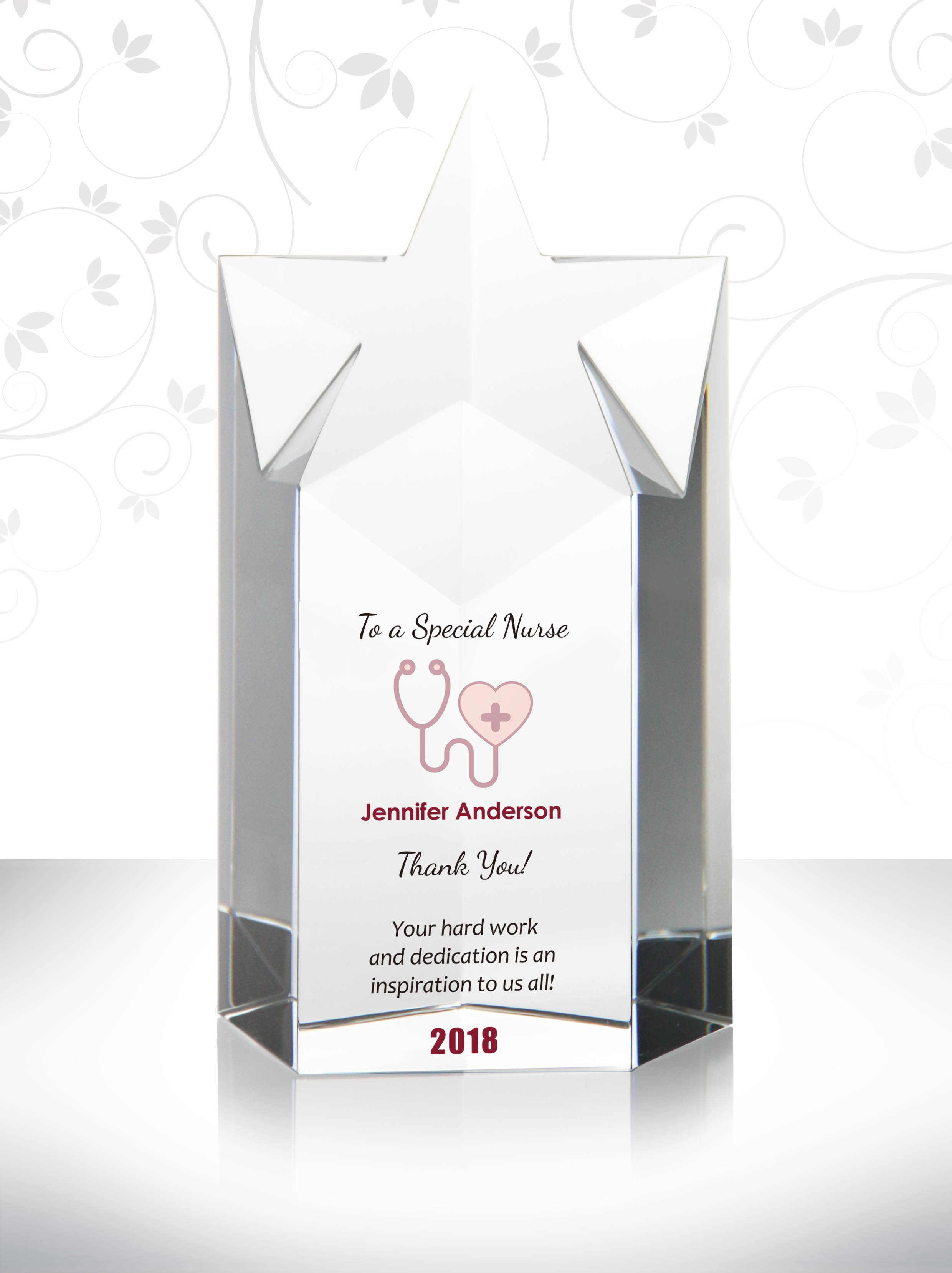Personalized Crystal Star Nurse Contribution Awards to Recognize Nurse for His/Her Hard Work