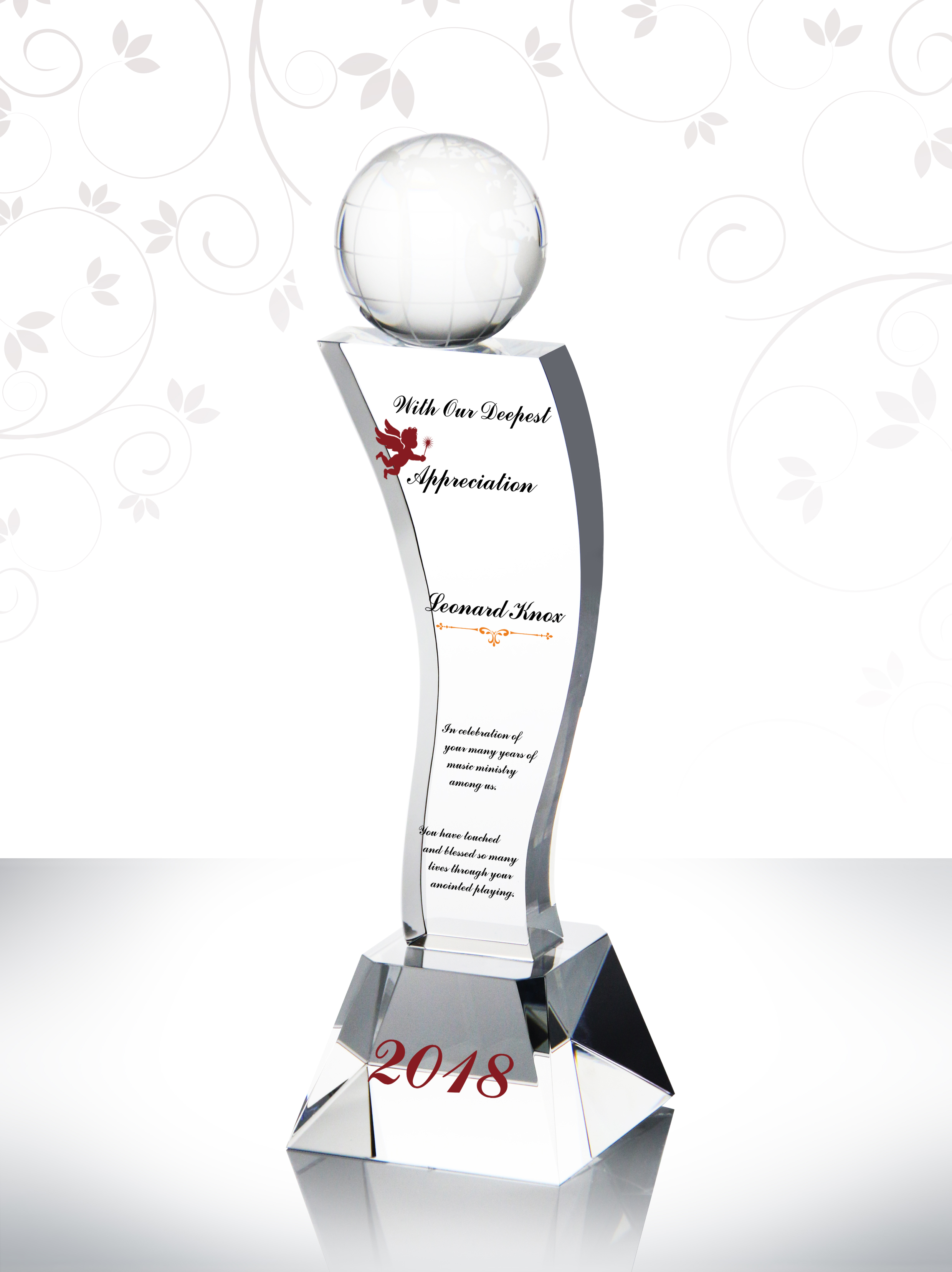 Music Minister Anniversary Gift 25th Custom Crystal Appreciation Plaque for Your Pastors Ordination Ceremony Gifts Ideas