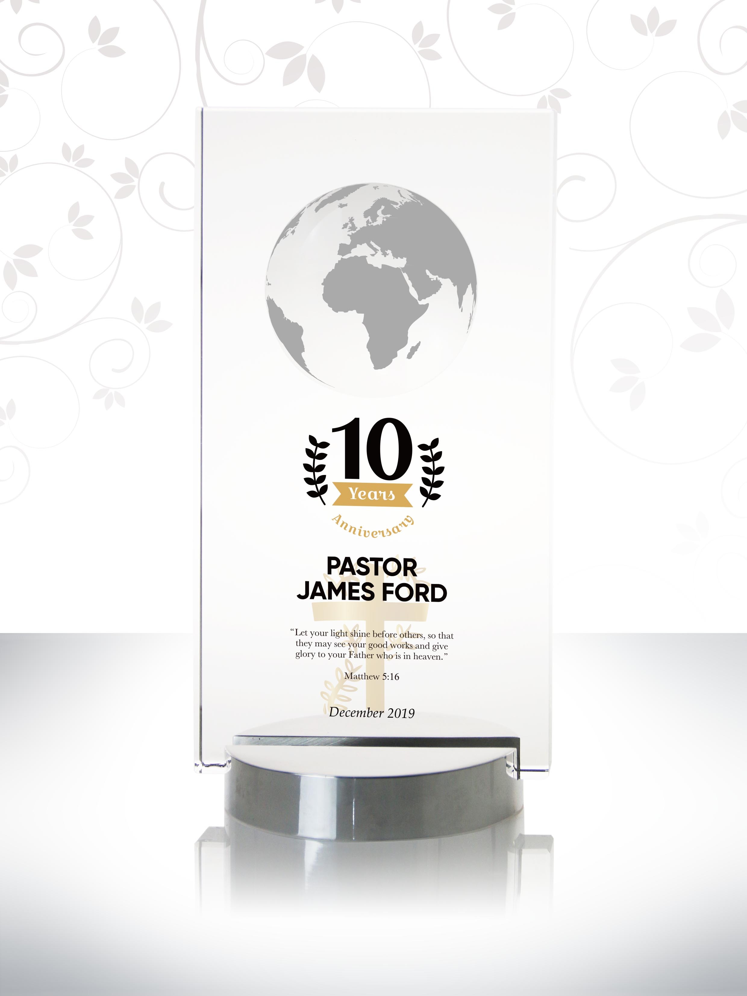 10th Anniversary Gifts for Pastor Words to Honor Pastor's Wife Custom  Crystal Pastor Appreciation Plaque Ideas
