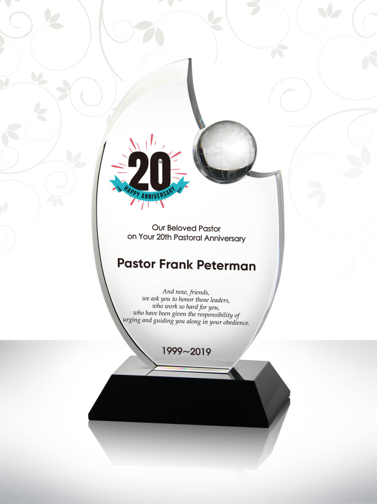 Pastor 20 Year Anniversary Appreciation Gifts Pastor Appreciation Program Ideas Crystal Plaque of Appreciation