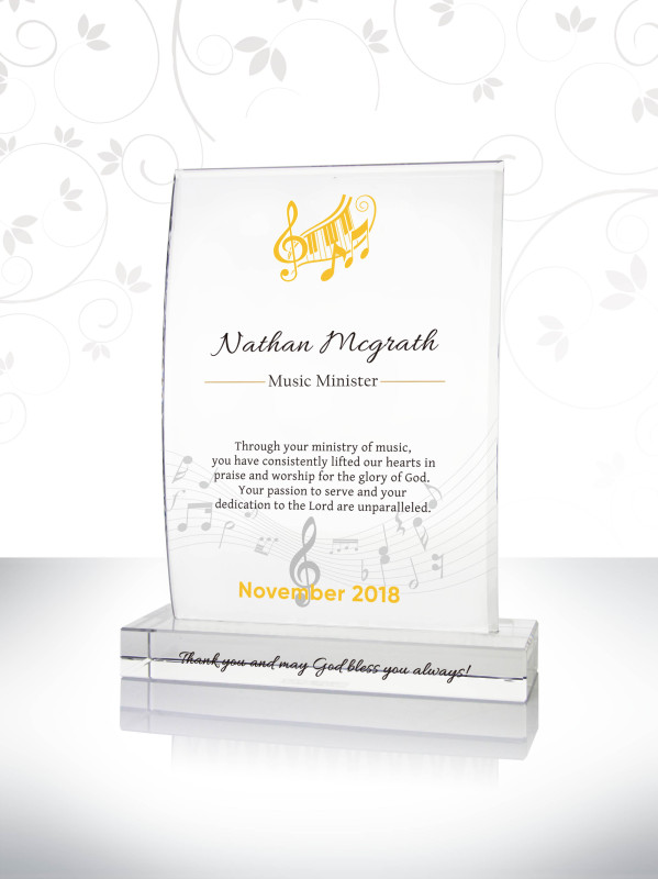 Appreciation Concert Trophy 15 Year Anniversary Pastor Gifts Ideas Custom Crystal Plaque Award