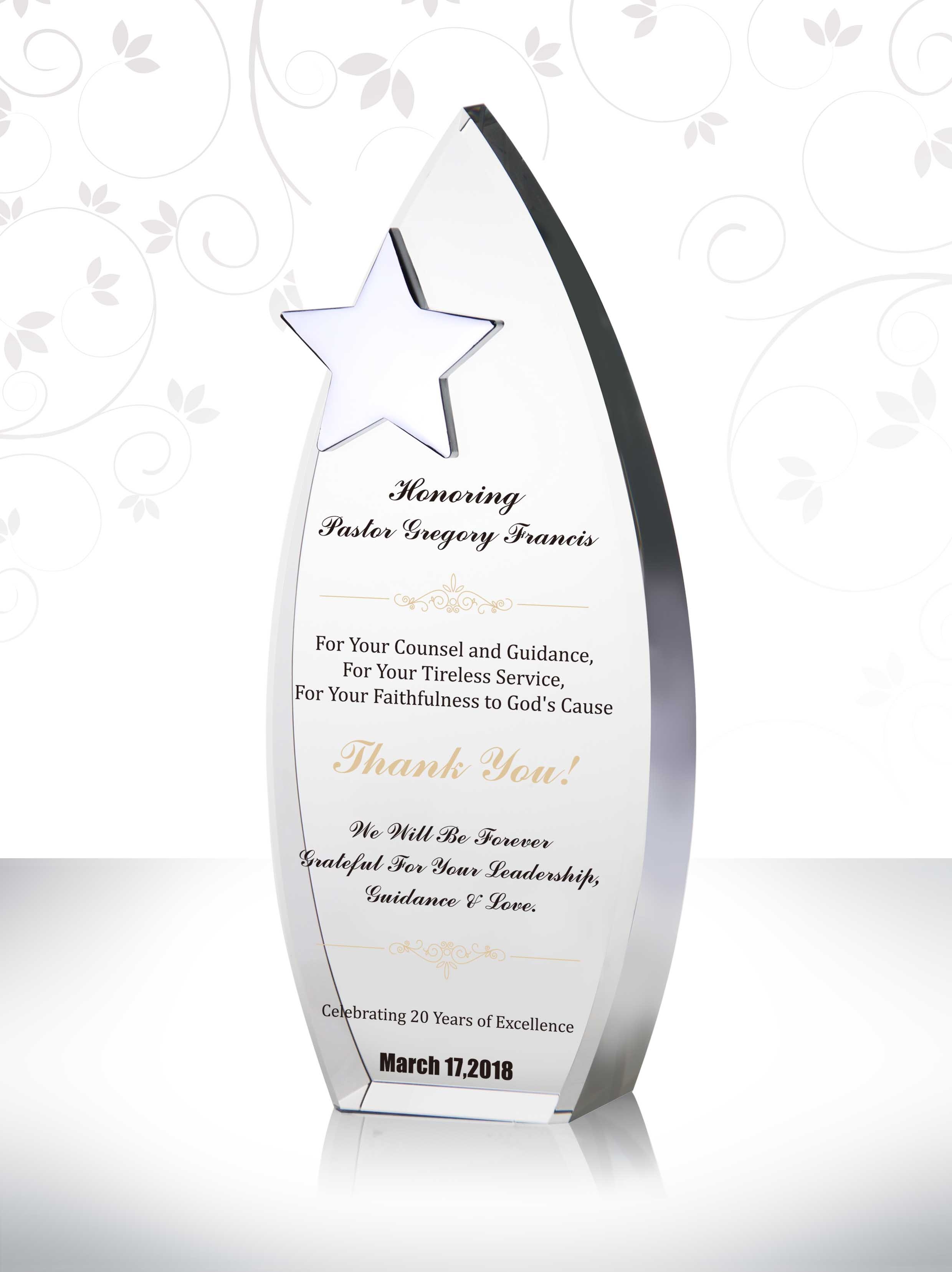 Thank You Oval Gift for Pastors Christmas Gift Ideas for Pastor and Wife Custom Crystal Celebration Trophy