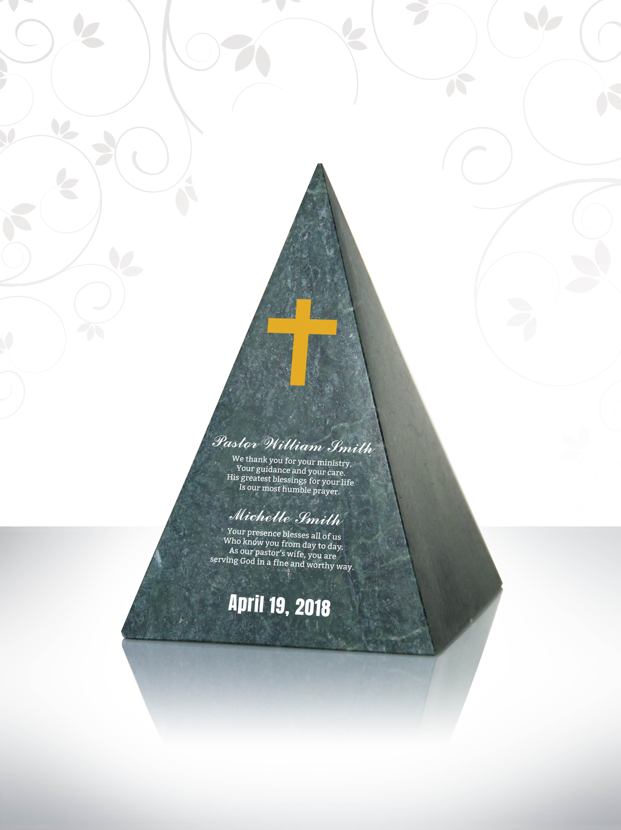 Triangle Pastor & Wife Marble Trophy Unique Pastor Appreciation Gifts Celebrating Our Pastor Anniversary