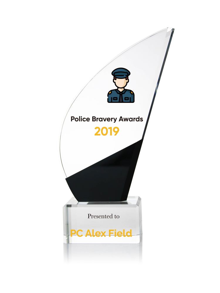 Sailboat Crystal Police Bravery Awards with Custom Logo & Message
