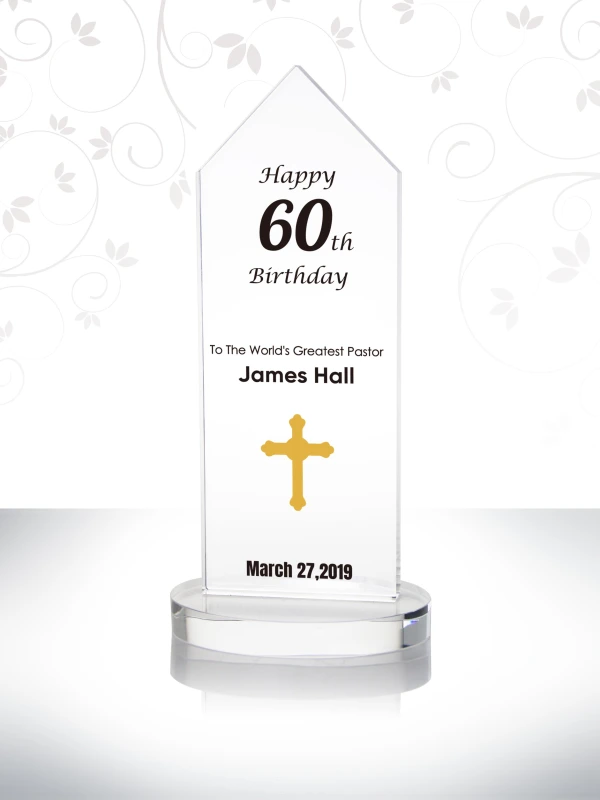 Pastor 60th Birthday Anniversary Gift Personalized Crystal Pastor Retirement Plaque 15th Anniversary Traditional Gift