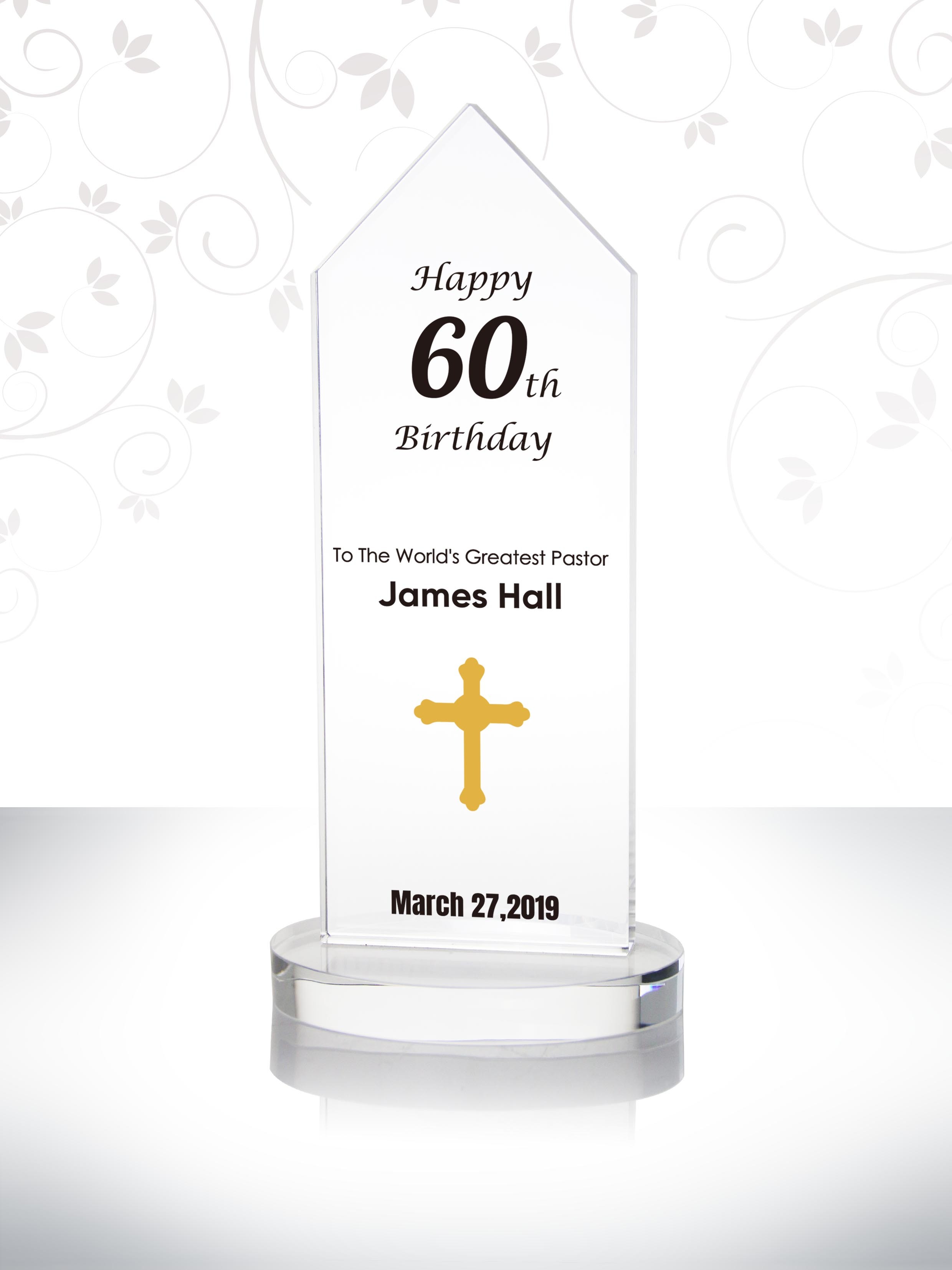 Pastor 60th Birthday Anniversary Gift Personalized Crystal Pastor Retirement Plaque 15th Anniversary Traditional Gift