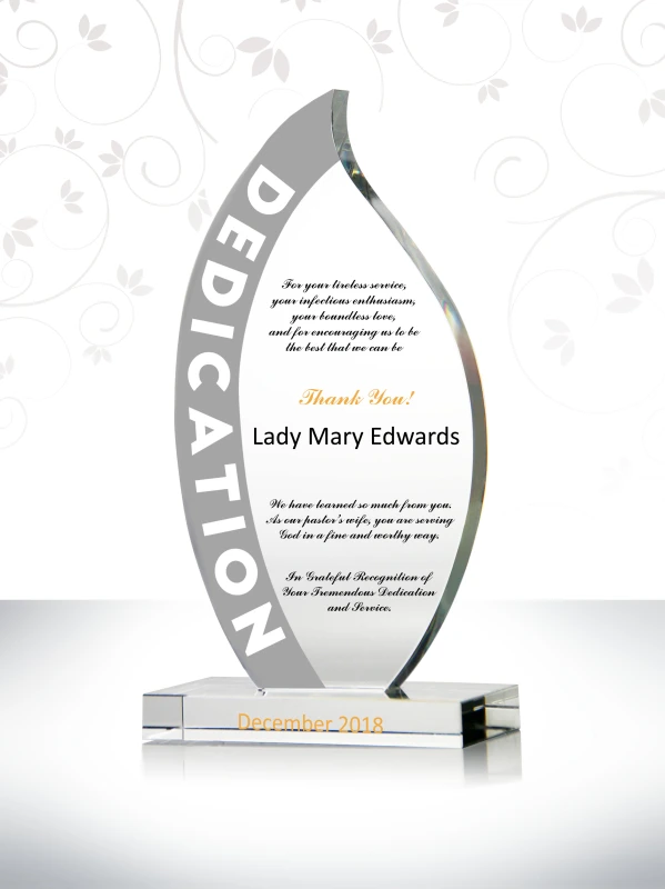Pastor Wife Flame Dedication Plaque Custom Wedding Anniversary Gifts for Pastor and Wife Crystal Wedding Gift