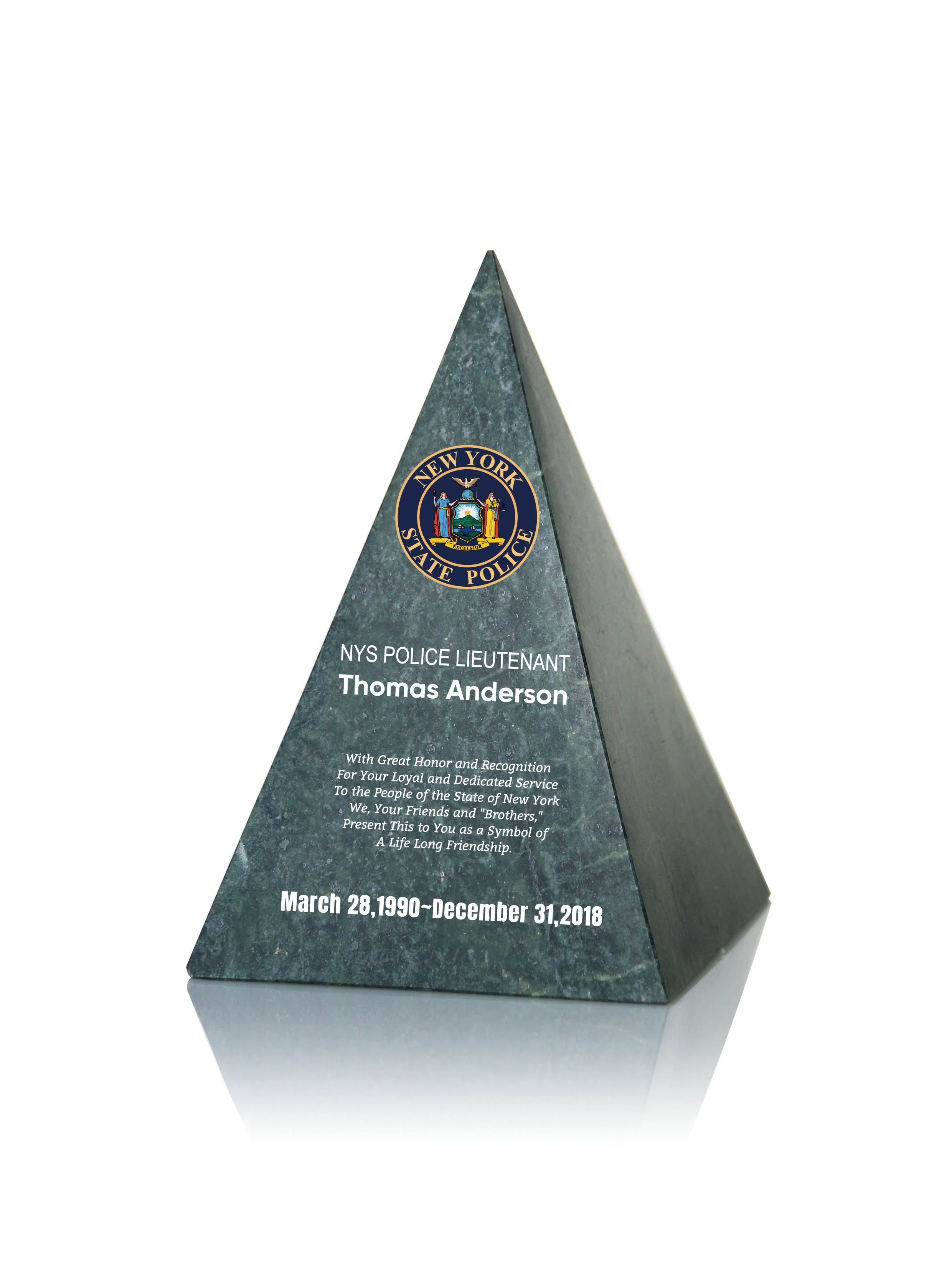 Personalized Peak Shape Marble Retirement Plaque Gift for Police Officers