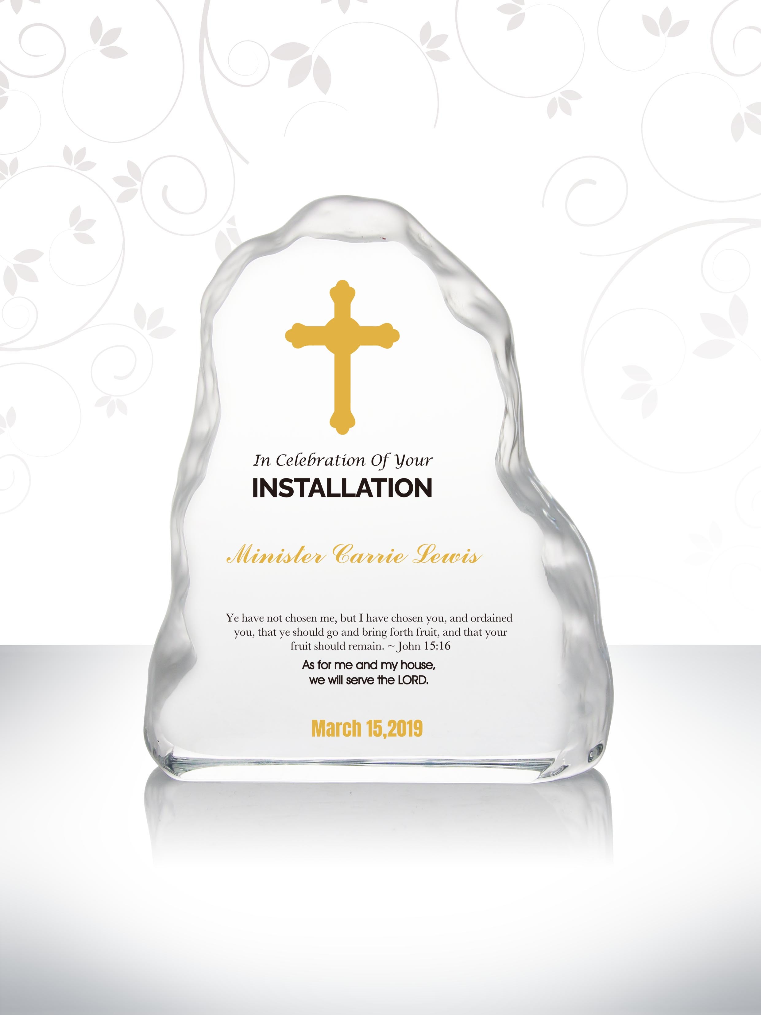 Crystal Iceberg Gift for Pastor's Installation Best Custom Gift to Give Your Pastor at Pastoral Installation Ceremony