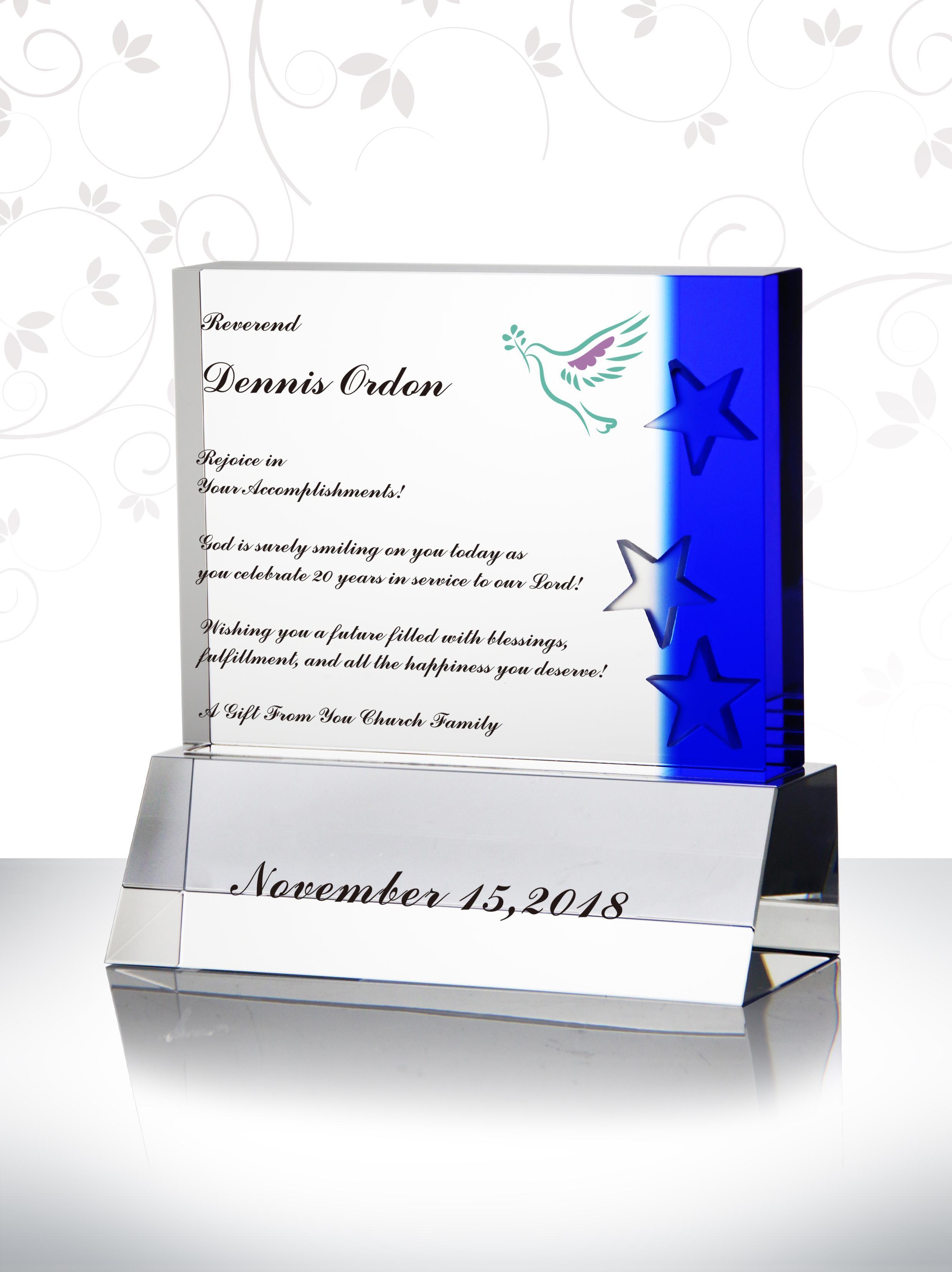 Crystal Pastor Retirement Memento Happy 10 Year Anniversary Gifts Ideas Honoring A Retiring Pastor