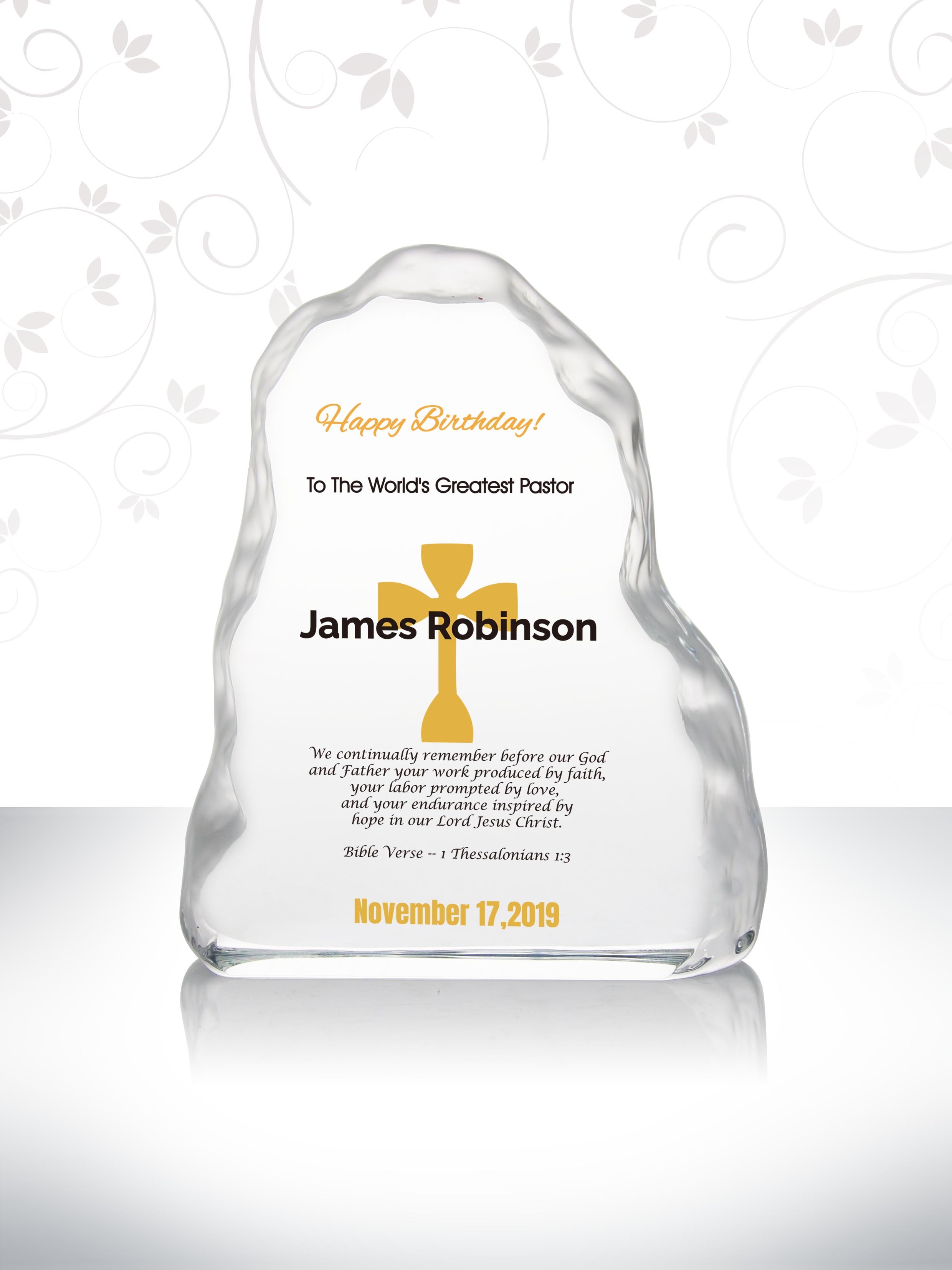 Crystal Iceberg Gift for Pastor's Birthday Personalized Anniversary Gifts Best Crystal Birthday Gift for A Pastor