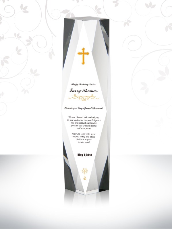 Pastor Birthday Tribute with Words of Appreciation for A Pastor and His Wife Etched Custom Crystal Appreciation Awards