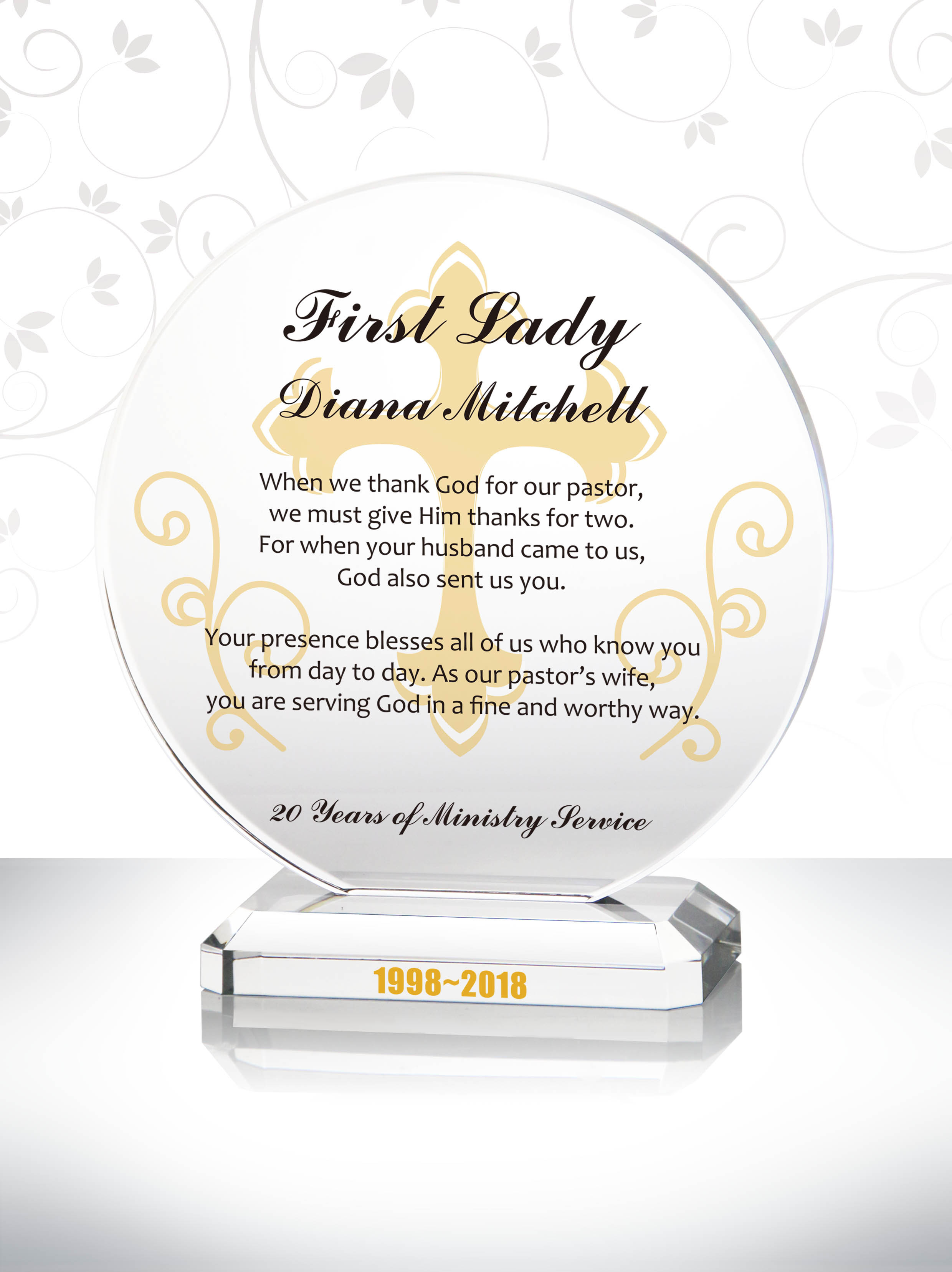 Crystal Gifts for Pastors Wives Great Wedding Anniversary Present for Pastor's Wife Appreciation Ideas