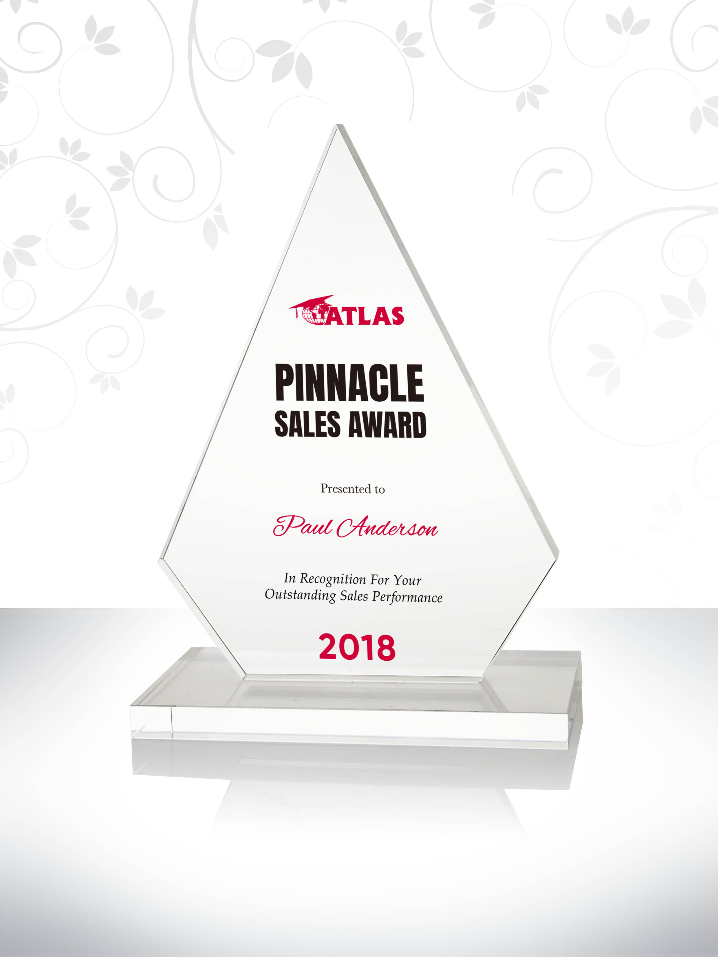 Crystal Pinnacle Sales Awards Gift