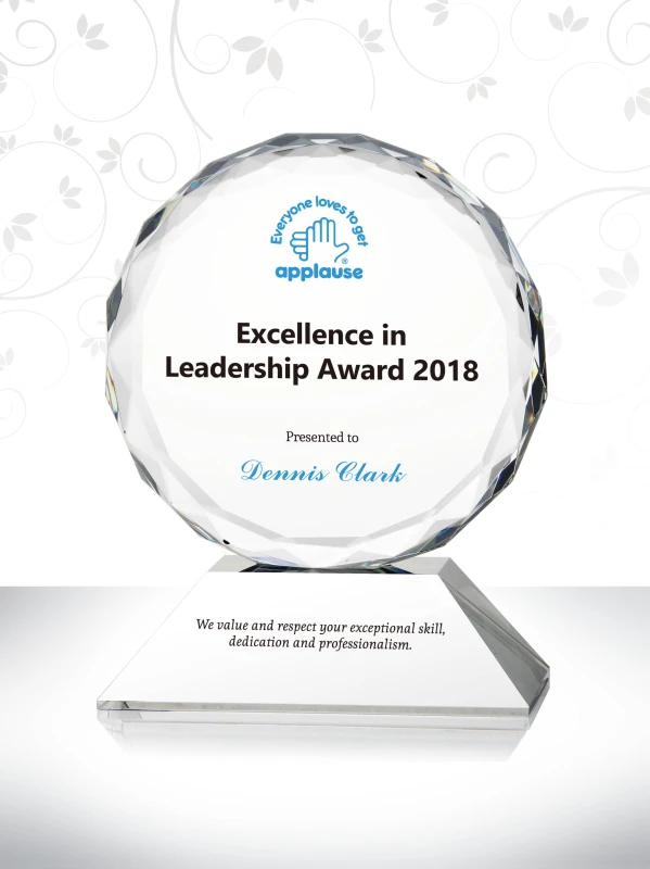 Fame Crystal Mounted Facet Circle Award Plaque