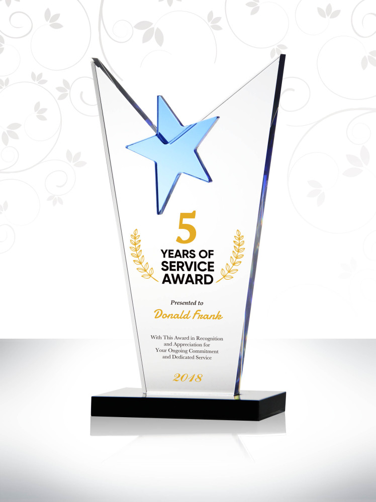 5 Years of Service Recognition Trophy