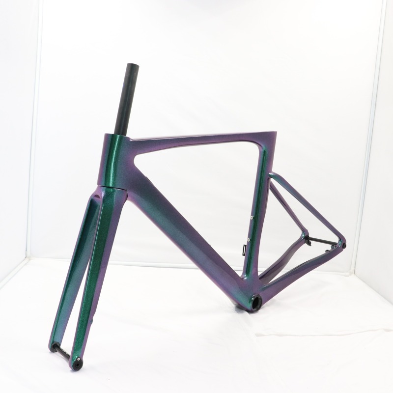 Chameleon Green &amp; Purple Shifting VB R-099 Aero Carbon Frame Road Bike Disc Brake