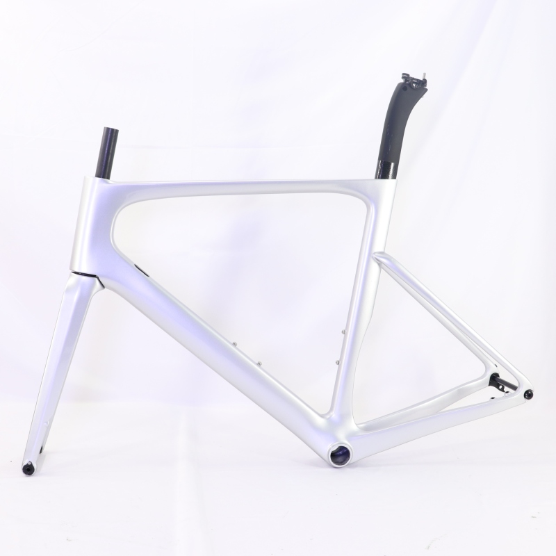 VB-R-099 Custom Paint Aero Road Carbon Bike Frame Metallic Silver Color