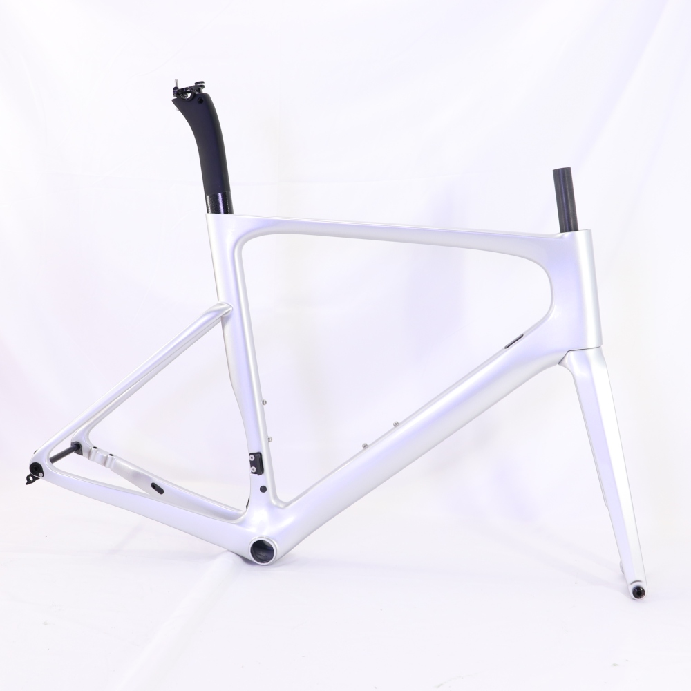 VB-R-099 Custom Paint Aero Road Carbon Bike Frame Metallic Silver Color