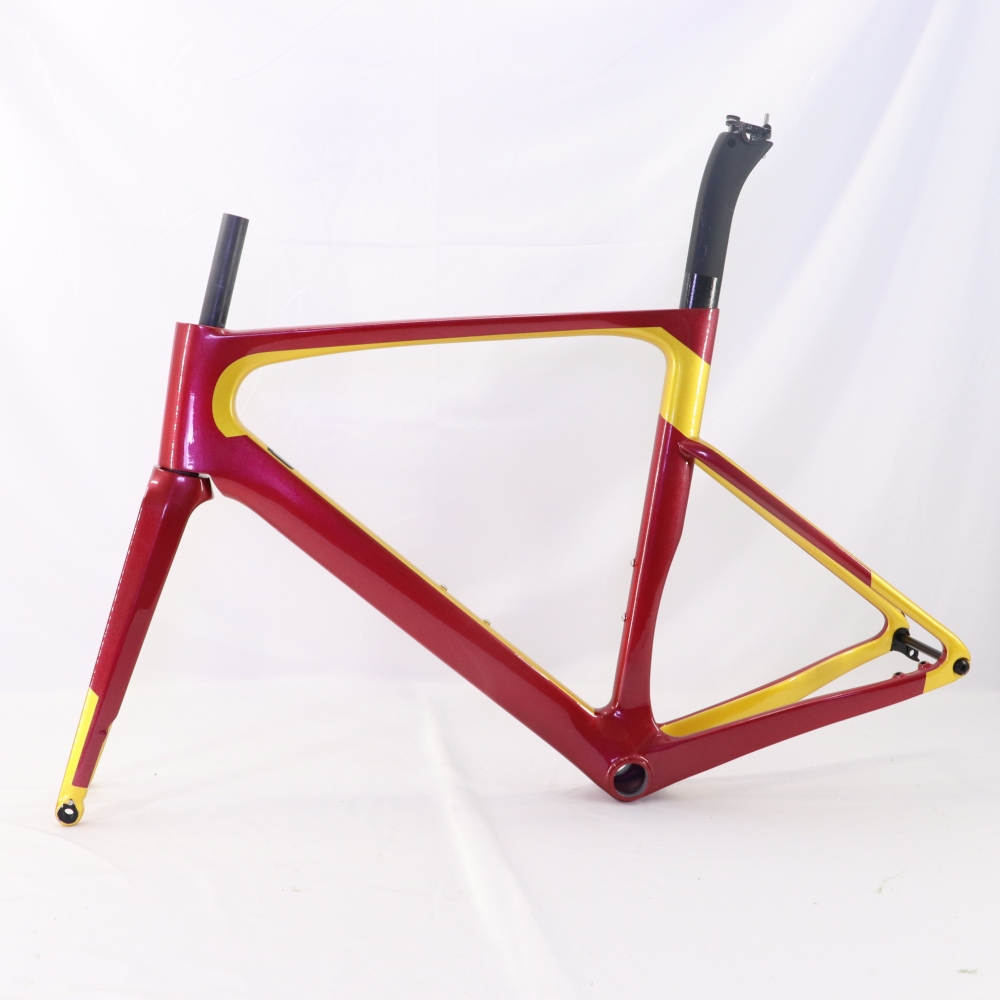 VB-R-099 Custom Paint Aero Road Carbon Bike Frame Metallic Red & Gold