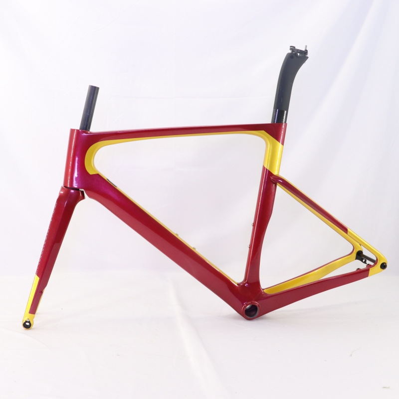 VB-R-099 Custom Paint Aero Road Carbon Bike Frame Metallic Red &amp; Gold