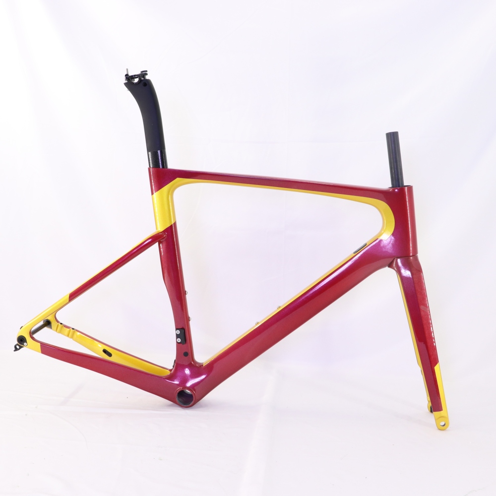 VB-R-099 Custom Paint Aero Road Carbon Bike Frame Metallic Red & Gold