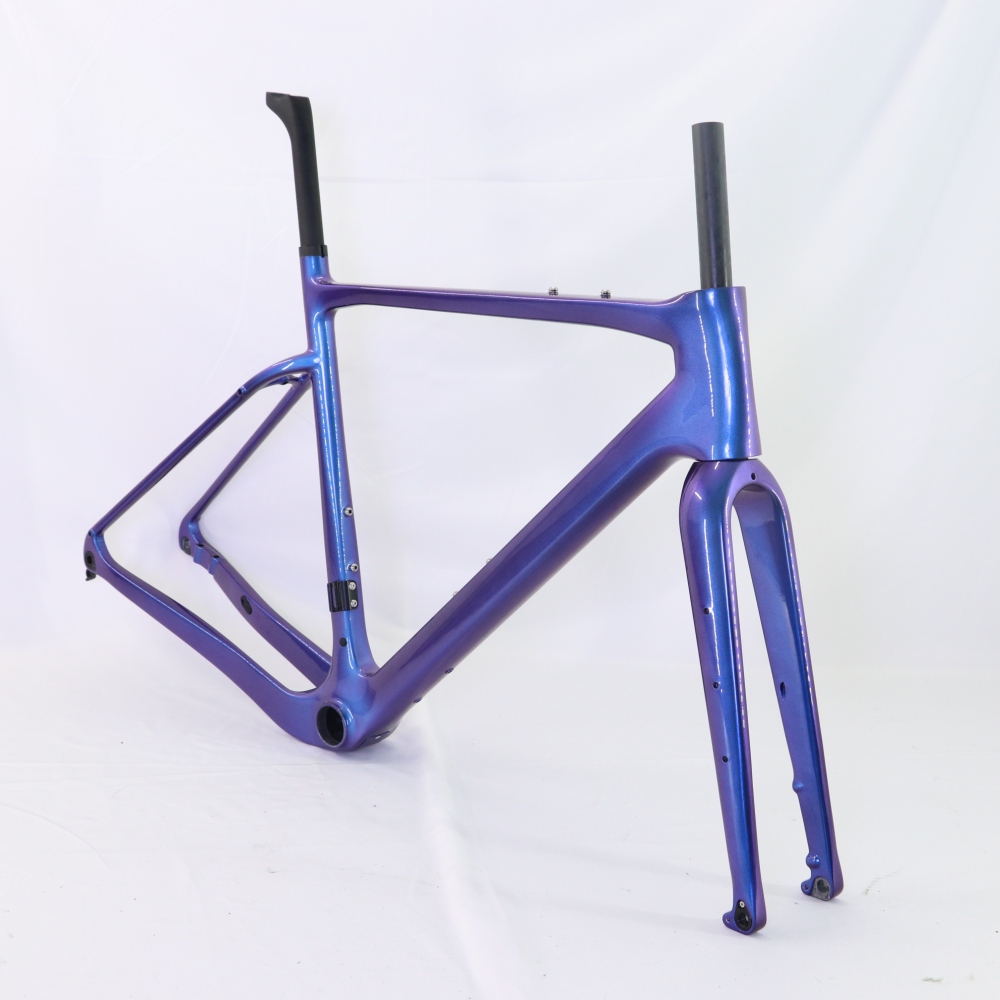 GF-002 Blue Chameleon Paint Gravel Bike Frame hidden cables