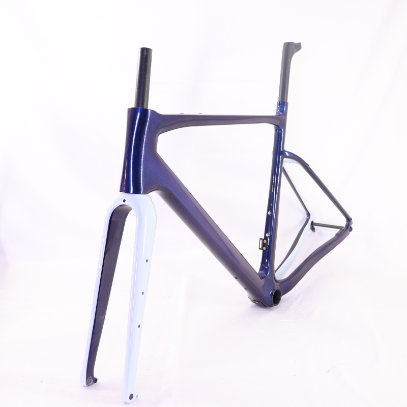 GF-002 Carbon Gravel Bike Frameset Blue Chameleon And White