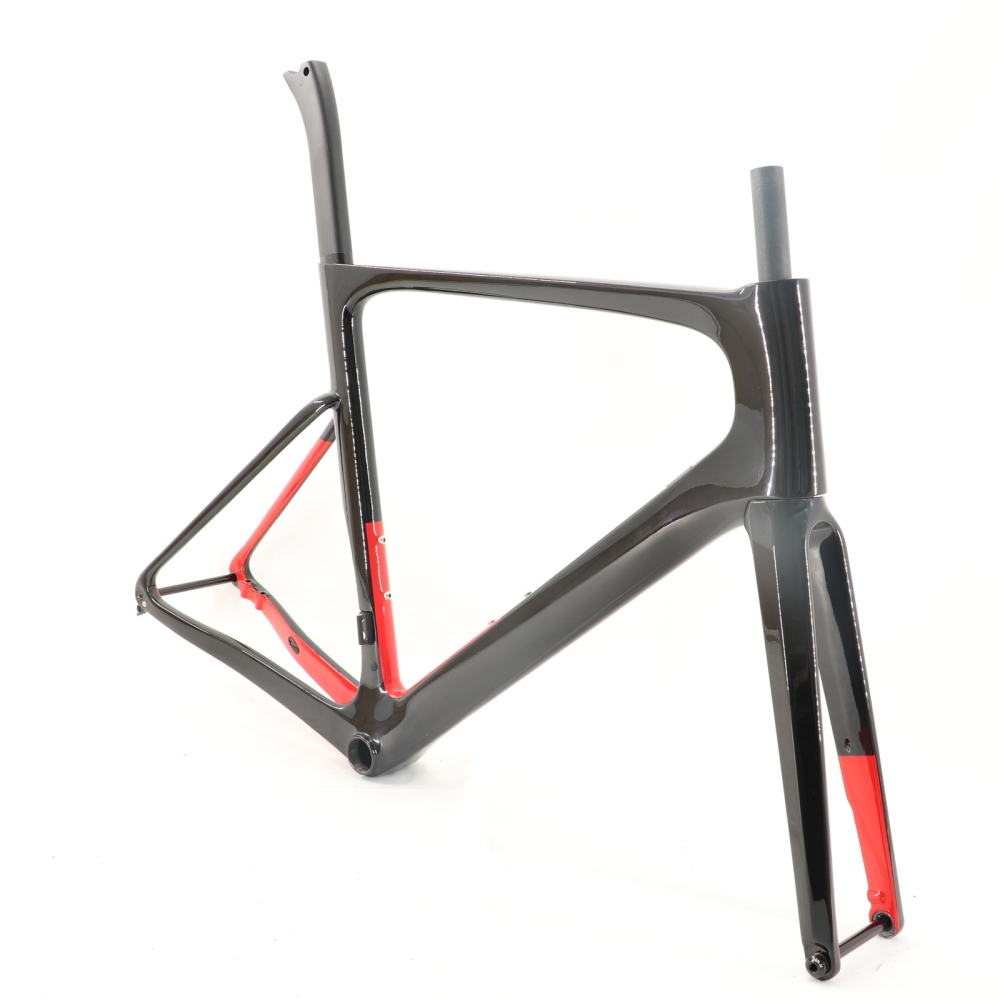 VB-R-099 Custom Paint Aero Road Carbon Bike Frame Red Black Glossy Finish