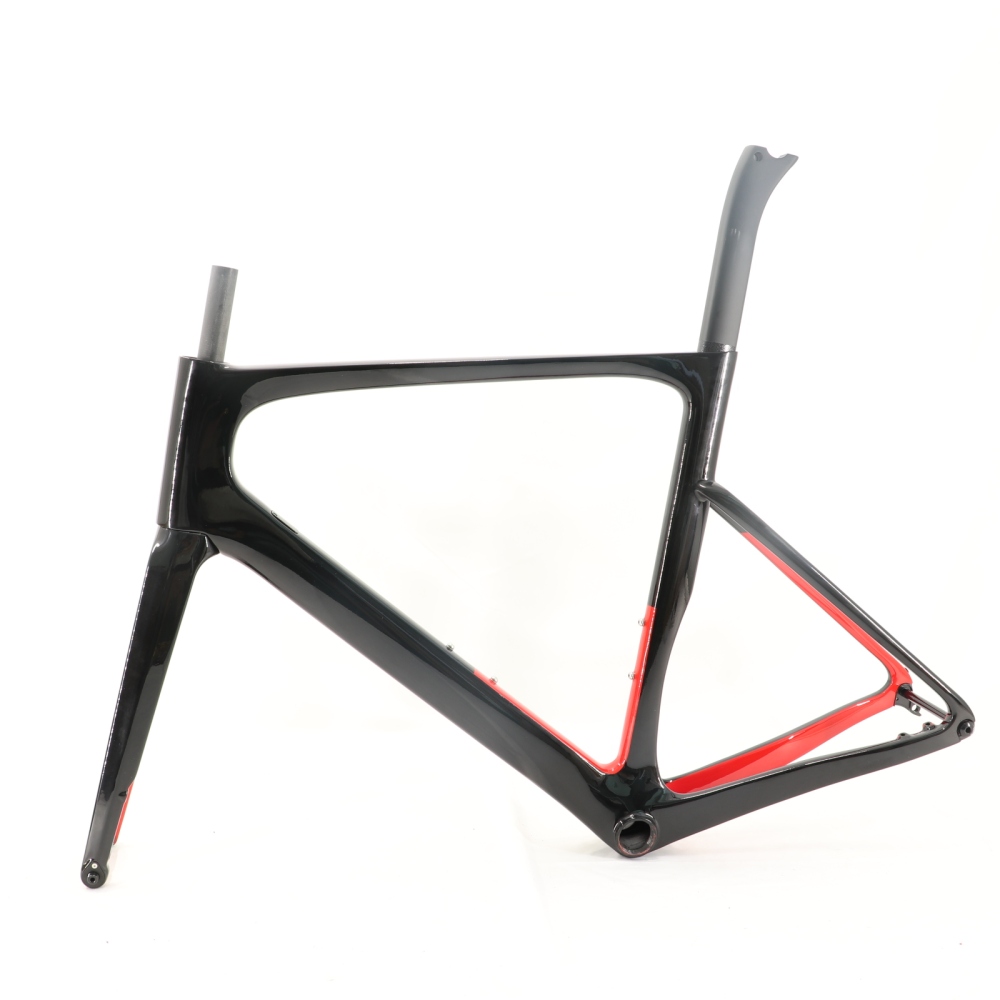 VB-R-099 Custom Paint Aero Road Carbon Bike Frame Red Black Glossy Finish