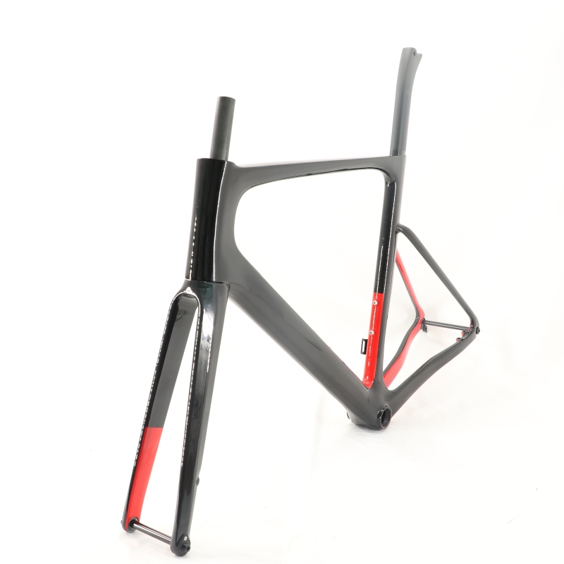 VB-R-099 Custom Paint Aero Road Carbon Bike Frame Red Black Glossy Finish