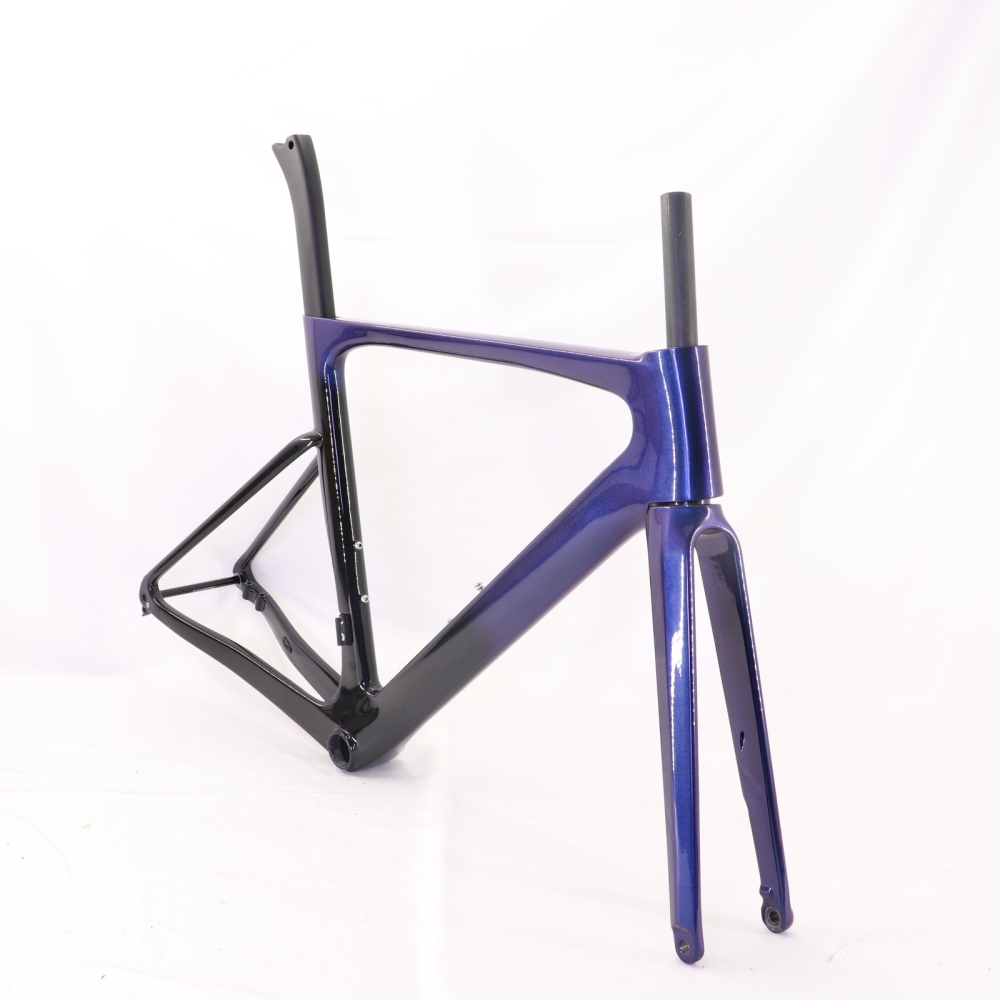VB-R-099 Custom Paint Aero Road Carbon Bike Frame Chameleon & Black Glossy