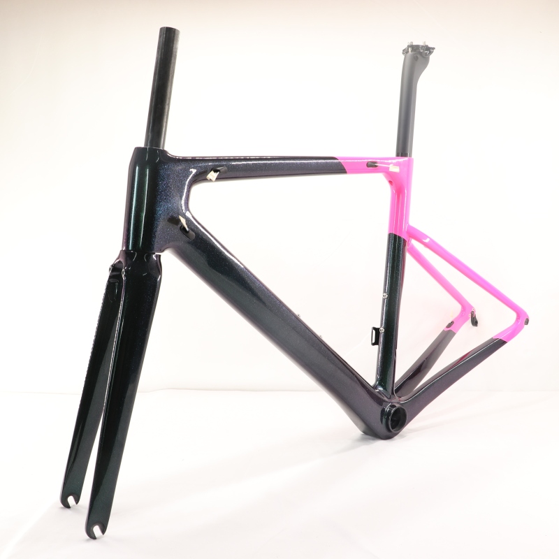 VB-R-086 Carbon Road Bike Frame V Brake Custom Paint Black Pink