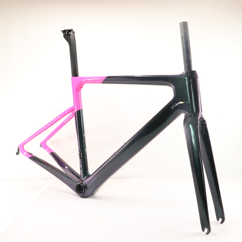 VB-R-086 Carbon Road Bike Frame V Brake Custom Paint Black Pink